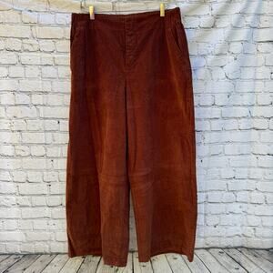 Pact Pants Corduroy Wide Leg Burnt Orange XL Fair Trade Organic Boho High Rise